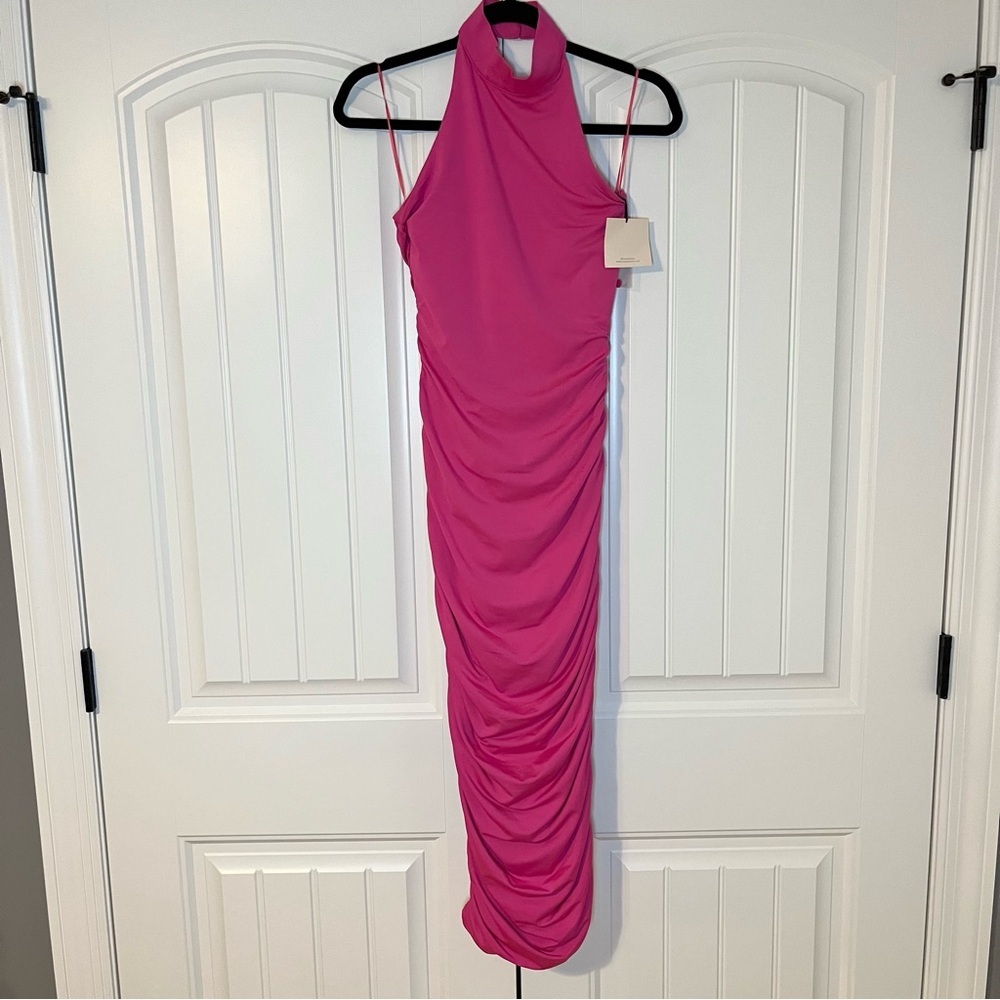 Revolve superdown Mallory High Neck Dress Hot Pink Size Small Party Club NYE NWT - Picture 3 of 13
